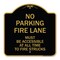 Signmission Fire Lane Must Accessible All Time to Fire Trucks, Black & Gold Alum Sign, 18" x 18", BG-1818-23997 A-DES-BG-1818-23997 - alternate 1